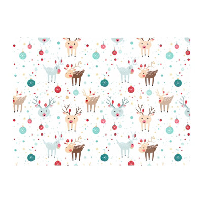 B&Q -  Happy Reindeer With Christmas Lights Glass Chopping Board