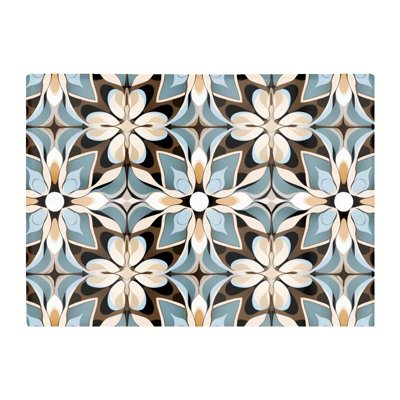 B&Q -  Beige And Brown Abstract Pattern Glass Chopping Board