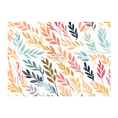 Warren Reed Designer Colouful Sping Leaves Glass Chopping Board from B&Q