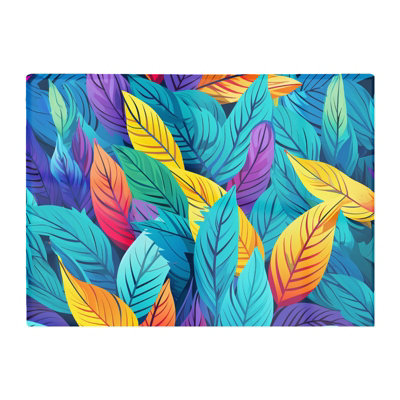 B&Q -  Bright Colourful Leaves Glass Chopping Board