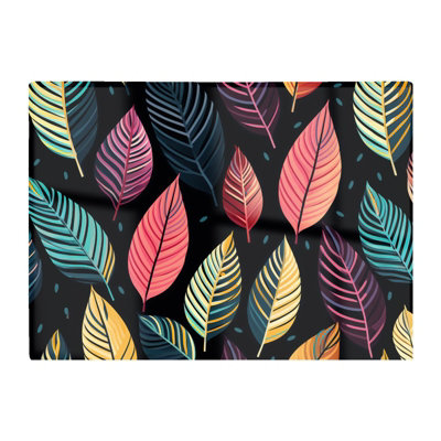 B&Q -  Colourful Leaves Pattern Glass Chopping Board