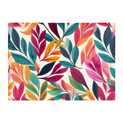 B&Q -  Bright Leaves Pattern Glass Chopping Board