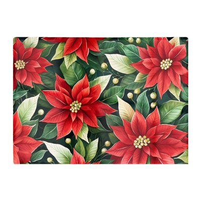 B&Q -  Poinsetta Watercolour Glass Chopping Board