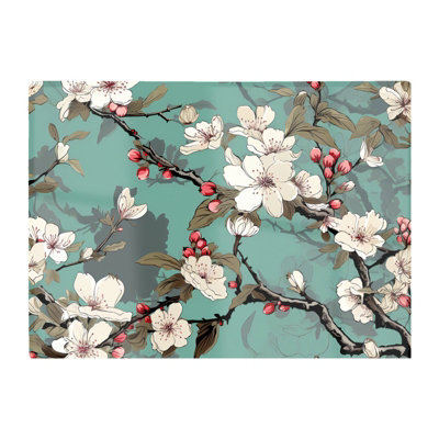 B&Q -  Pink Blossom Asian Design Glass Chopping Board