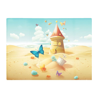 B&Q -  Butterflies On A Beach Holiday Glass Chopping Board