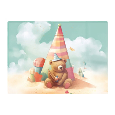 B&Q -  A Bear On A Beach Holiday Glass Chopping Board