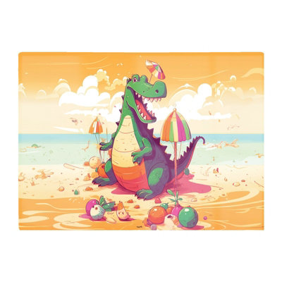 B&Q -  Crocodile On A Beach Holiday Glass Chopping Board