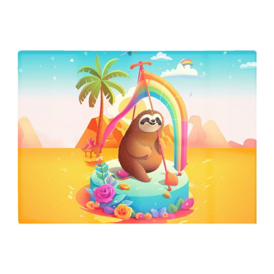 B&Q -  Sloth On A Beach Holiday Glass Chopping Board