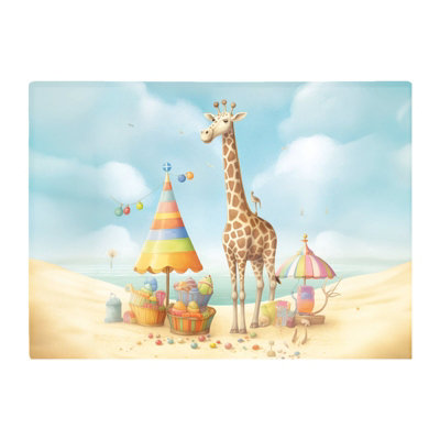 B&Q -  Giraffe On A Beach Holiday Glass Chopping Board