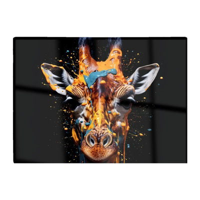 B&Q -  Giraffe Face Splashart Glass Chopping Board