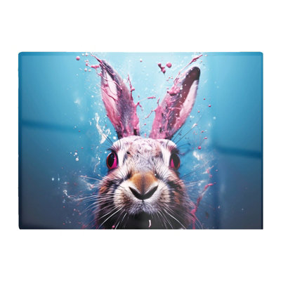 Warren Reed Designer Rabbit Face Splashart Glass Chopping Board from B&Q