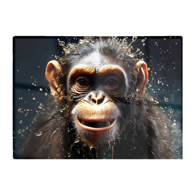 B&Q -  Realistic Monkey Face Splashart Glass Chopping Board