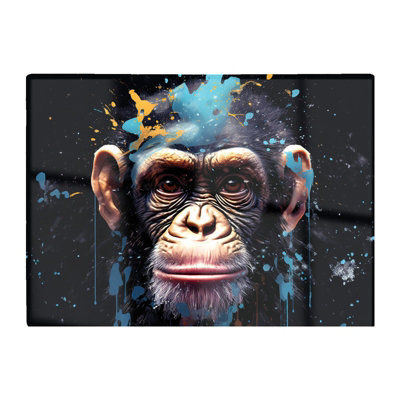 B&Q -  Monkey Face Splashart With Blue Glass Chopping Board