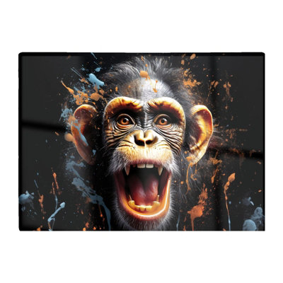 B&Q -  Monkey Face Splashart Glass Chopping Board