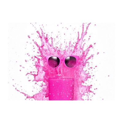 B&Q -  Pink Splashart Glass With Glasses Glass Chopping Board