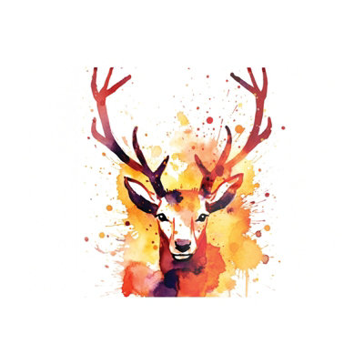 B&Q -  Watercolour Stag Face Glass Chopping Board