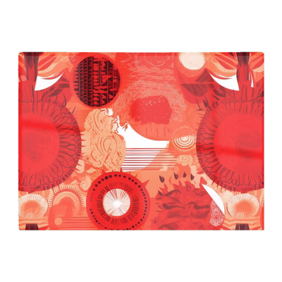 B&Q -  Abstract Red Sun Pattern Glass Chopping Board