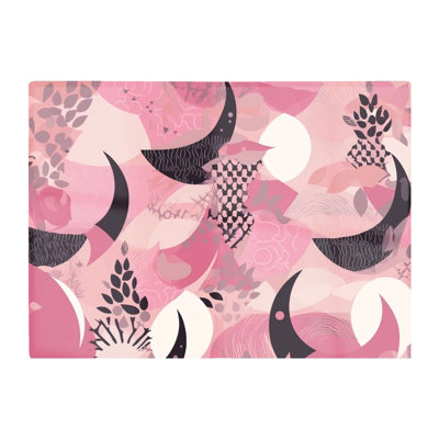 B&Q -  Abstract Pink Moon Pattern Glass Chopping Board