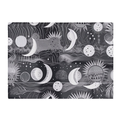B&Q -  Abstract Black White Moon And Sun Glass Chopping Board