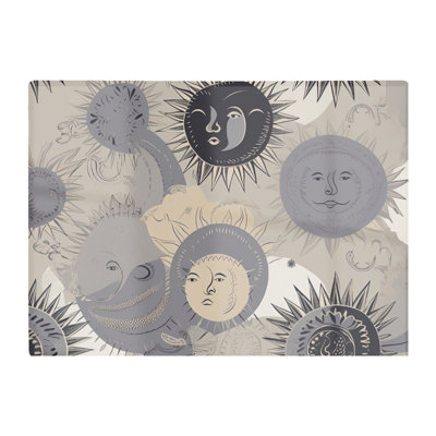 B&Q -  Grey Black Abstract Moon And Sun Glass Chopping Board