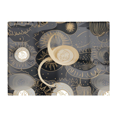 B&Q -  Abstract Silver Gold Sun And Moon Glass Chopping Board