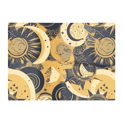 B&Q -  Blue Gold Moon And Sun Glass Chopping Board