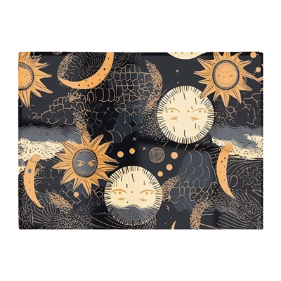 B&Q -  Gold Sun And Moon Glass Chopping Board