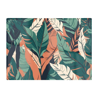 B&Q -  Autumn Tropical Leaves Glass Chopping Board