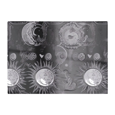 B&Q -  Black Grey Abstract Sun And Moon Glass Chopping Board
