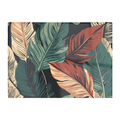 B&Q -  Autumn Colour Leaves Glass Chopping Board