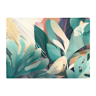 B&Q -  Abstract Tropical Leaves Glass Chopping Board