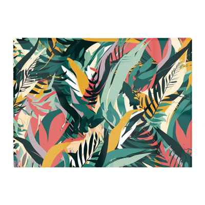 B&Q -  Coloured Tropical Leaves Glass Chopping Board