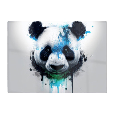 B&Q -  Panda Face Splashart Light Background Glass Chopping Board