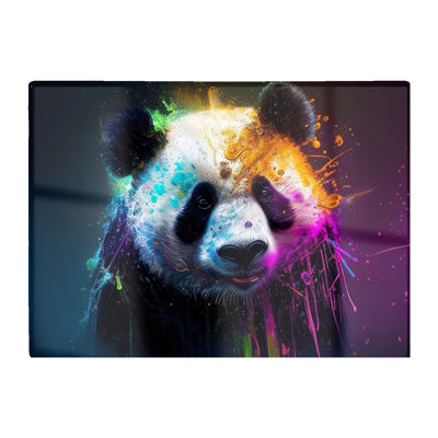 B&Q -  Panda Face Splashart Colourful Glass Chopping Board