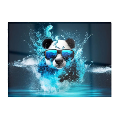 B&Q -  Panda With Glasses Splashart Water Glass Chopping Board