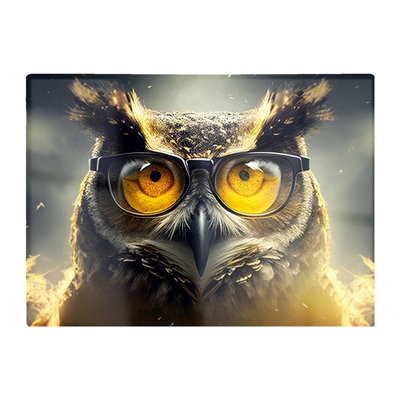 B&Q -  Owl With Glasses Splashart Glass Chopping Board