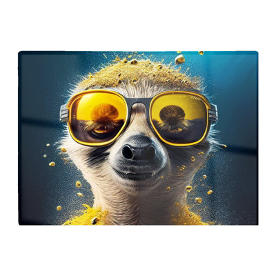 Warren Reed Designer Meerkat With Golden Glasses Splashart Glass Chopping Board from B&Q