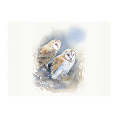 B&Q -  Barn Ano Owls Watercolour Glass Chopping Board