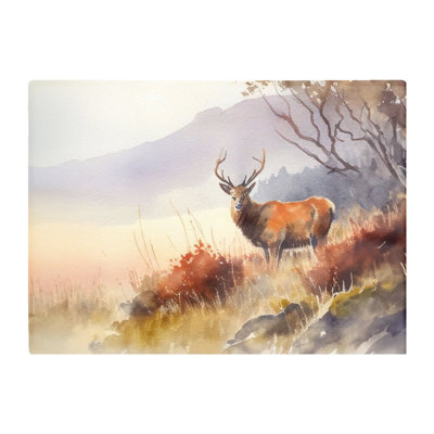 Warren Reed Designer Stag Deer Water Colour Glass Chopping Board from B&Q