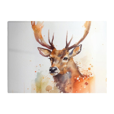 B&Q -  Majestic Stag Watercolour Glass Chopping Board