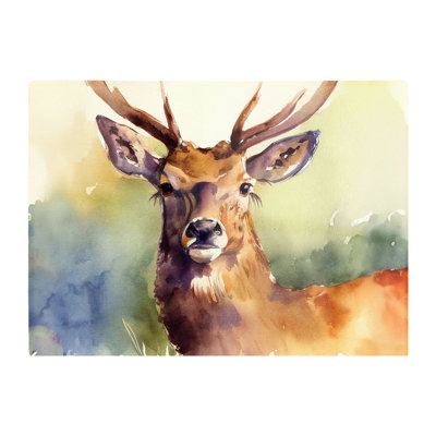 Warren Reed Designer Splendid Stag Watercolour Glass Chopping Board from B&Q