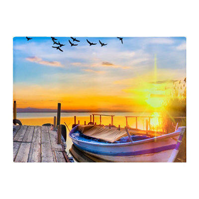 B&Q -  Sunset Of Colours At The Lake Glass Chopping Board