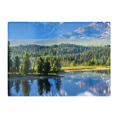B&Q -  Summer Mountain Lake Glass Chopping Board
