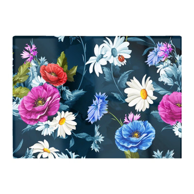 B&Q -  Poppy Flowers With Chamomile Glass Chopping Board
