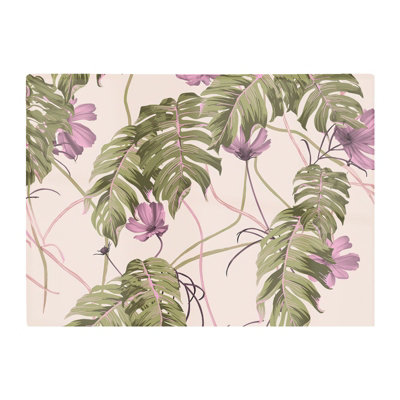 B&Q -  Pink Cosmos Flowers Glass Chopping Board