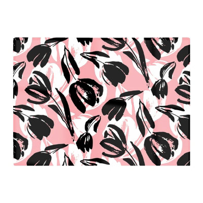 B&Q -  Nature Flat Spring Flower Motif Glass Chopping Board