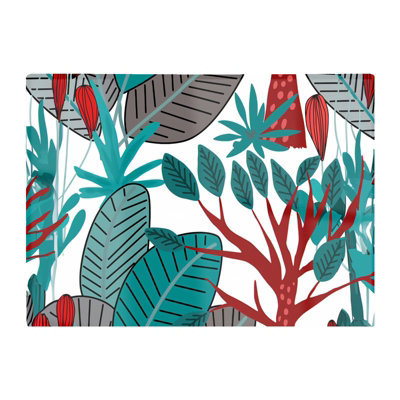 B&Q -  Jungle Exotic Summer Tropical Leaves Glass Chopping Board