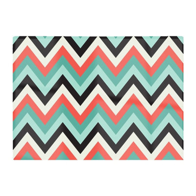 B&Q -  Geometric Colored Chevron Pattern Glass Chopping Board