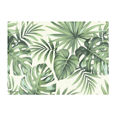 B&Q -  Exotic Palm Leaves Glass Chopping Board