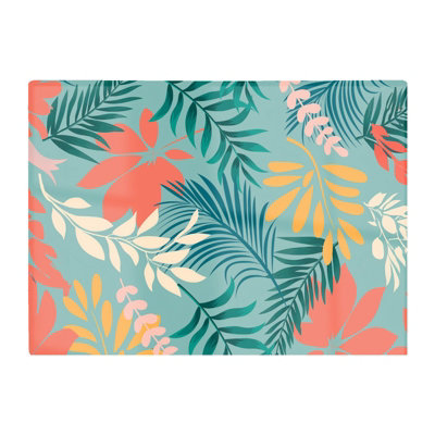 B&Q -  Abstract Bright Colorful Tropical Leaves Glass Chopping Board